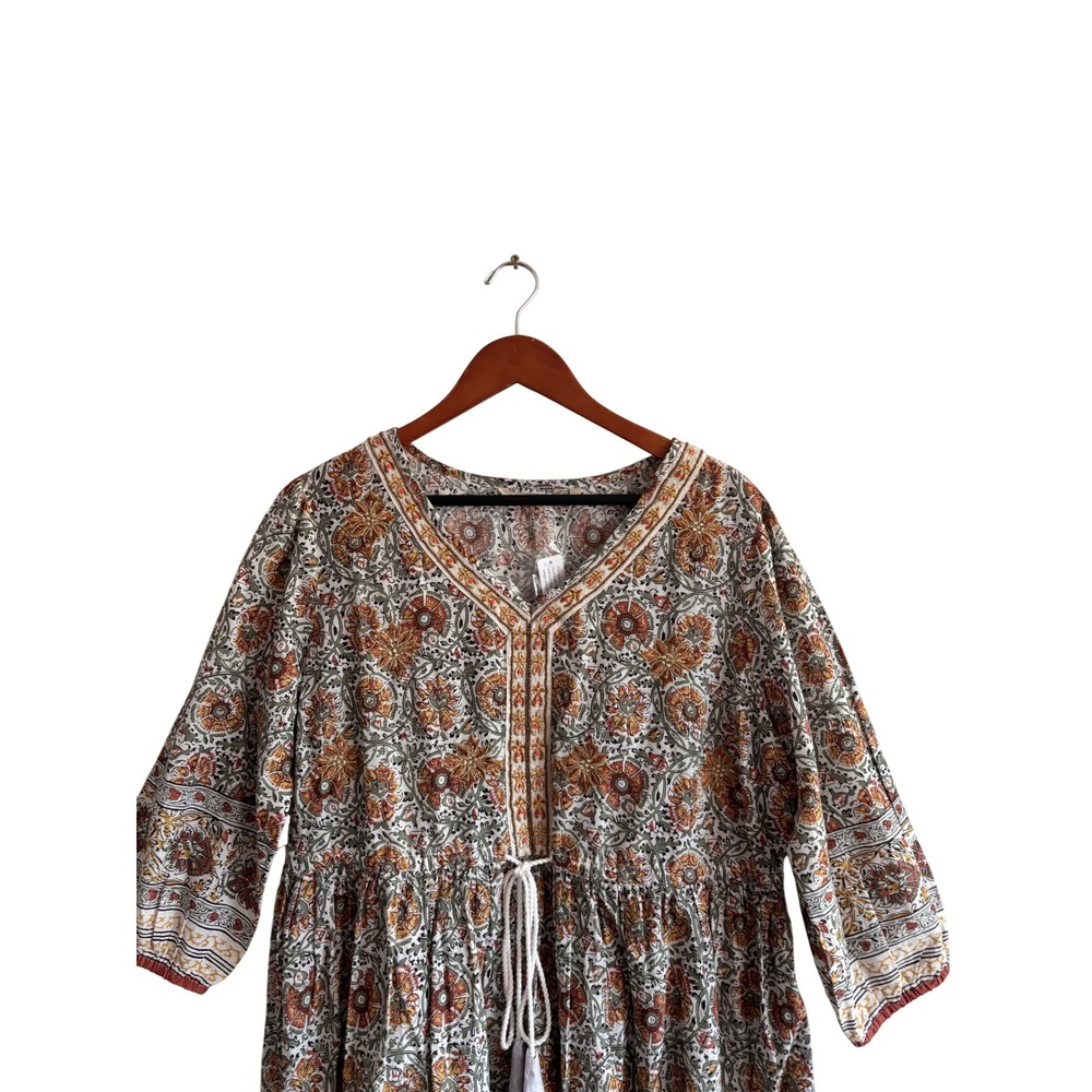 Soft Surroundings Floral Cotton Tunic Dress PXL Petite XL Boho Block Print New - Picture 2 of 8